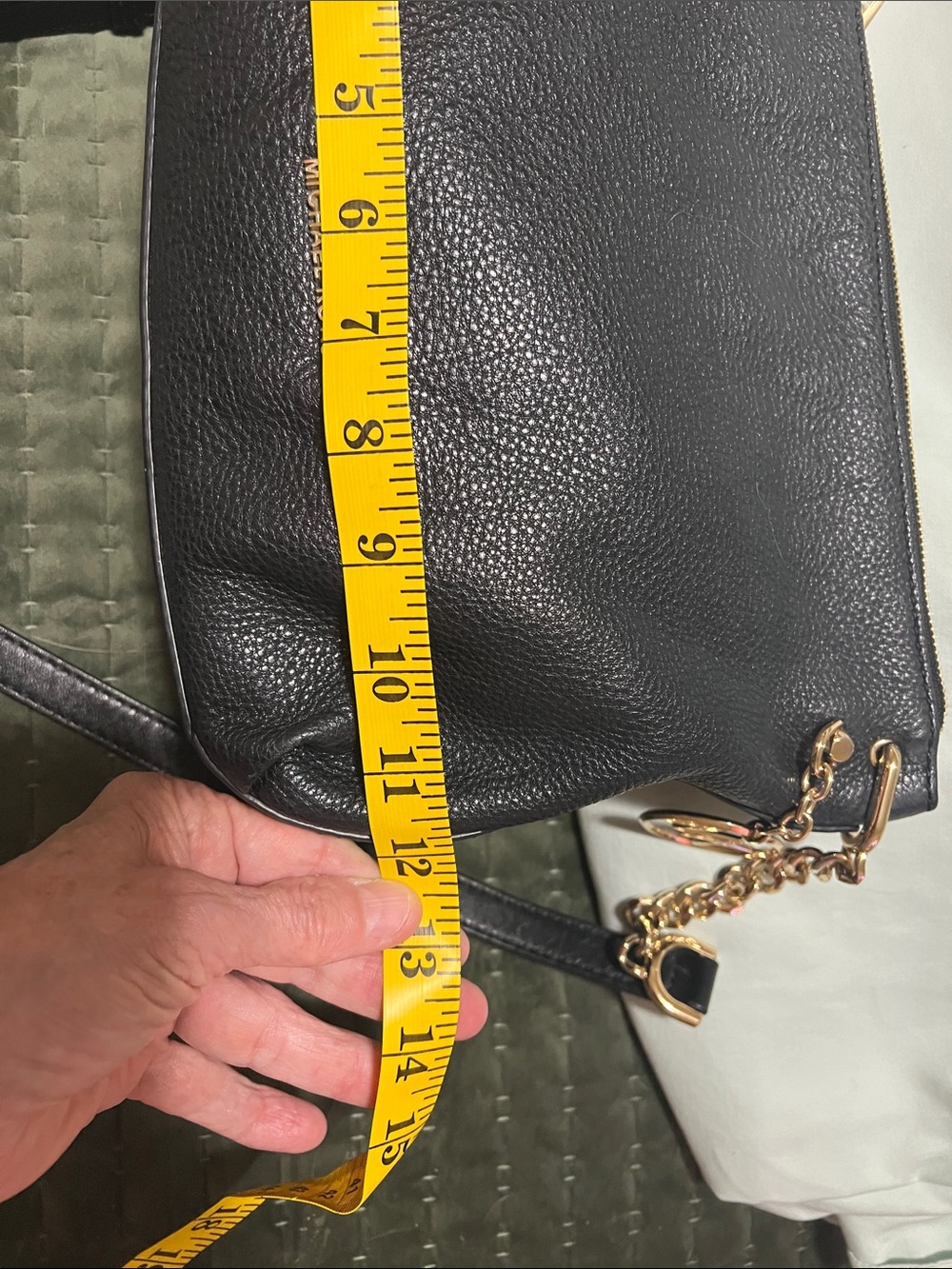 Michael Kors Black Pebbled Leather Chain-Trim Crossbody NWOT H09 - Picture 11 of 13